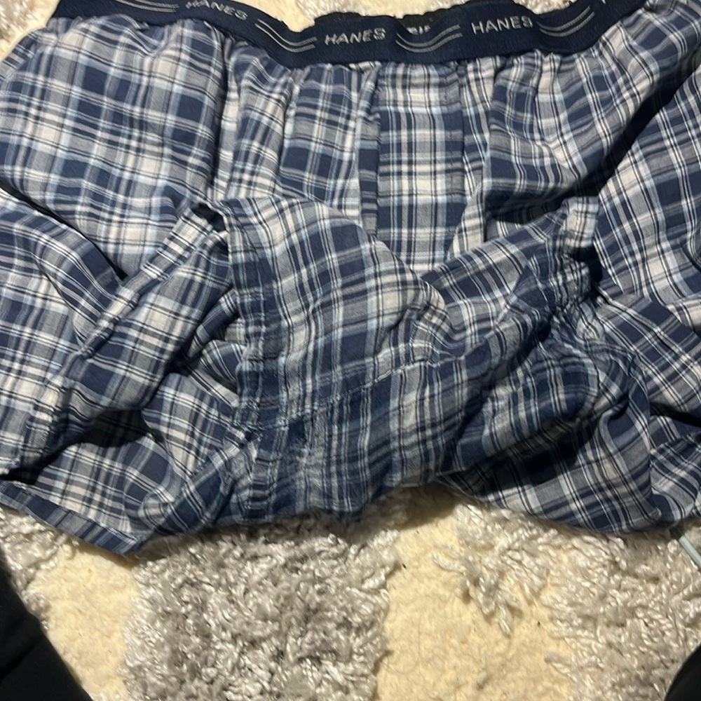 Hanes Blue Plaid Boxers size (m)used